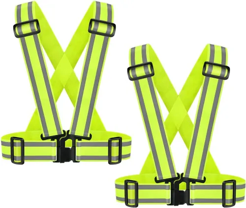 Miniatura 10 de Correas de alta visibilidad Chaleco de seguridad Ajustable y elástico Equipo reflectante para correr, caminar, ciclismo, trabajadores