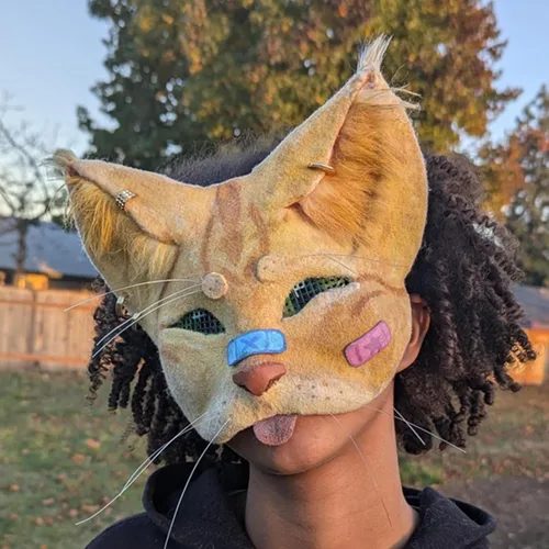 Miniatura 8 de 10 máscaras de gato, máscaras therianas blancas para bailes de máscaras, Halloween, cosplay para niños y fiestas de disfraces