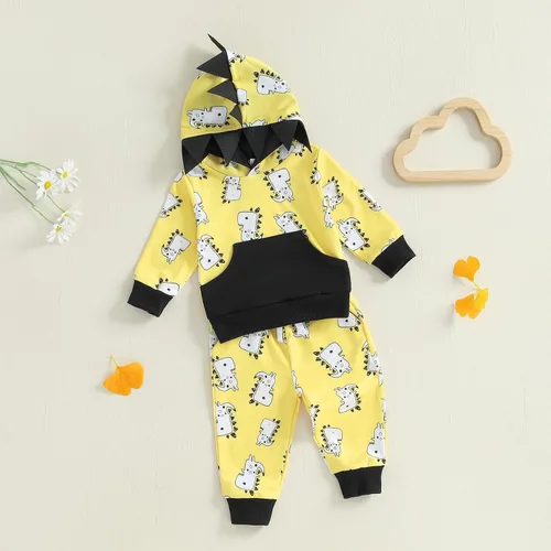 Miniatura 184 de Conjunto de ropa de otoño e invierno para bebé y niño, sudadera larga con capucha y pantalones para niños pequeños, 6, 12, 18, 24 meses, 2T