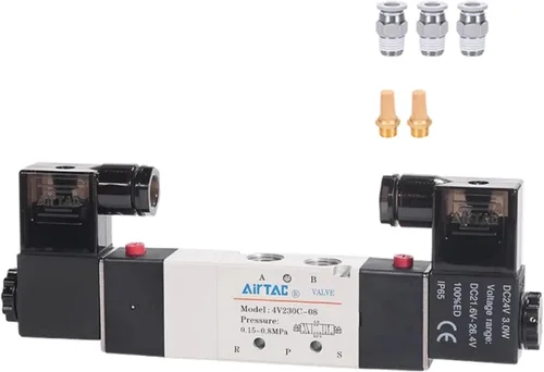 Miniatura 8 de Válvula solenoide AirTAC 4V120-06 DC12V 1/8 "PT Doble Solenoide 5/2 vías Aire Neumático Piloto interno 21-114 PSI 5 Puerto 2 Posición Tiene Función