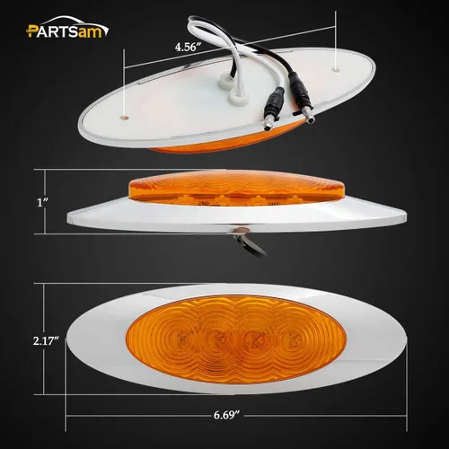 Miniatura 4 de Partsam 10 luces LED ámbar de 6-5/8, 4 LED, montaje en superficie cromada con tapones de bala, repuesto impermeable