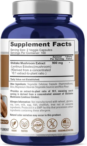 Miniatura 3 de NusaPure Extracto de hongos Shiitake 9000 mg 200 cápsulas vegetales (sin OMG, sin gluten)