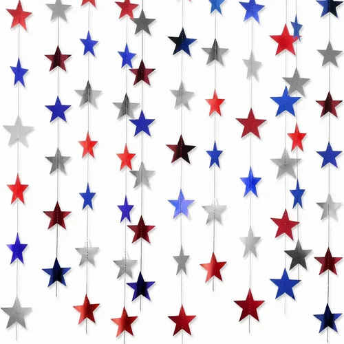 Miniatura 13 de Patelai Guirnalda de estrellas con purpurina 2026, decoración de graduación de 130 pies, pancarta colgante de estrella para fiesta, cumpleaños