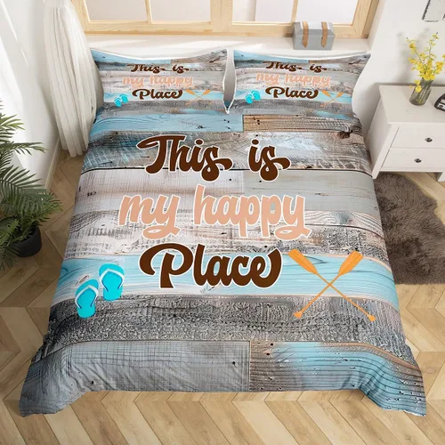 Miniatura 13 de Erosebridal Juego de ropa de cama individual con diseño de peces de lubina, la vida es mejor en el lago, funda de edredón para niños y niñas, funda