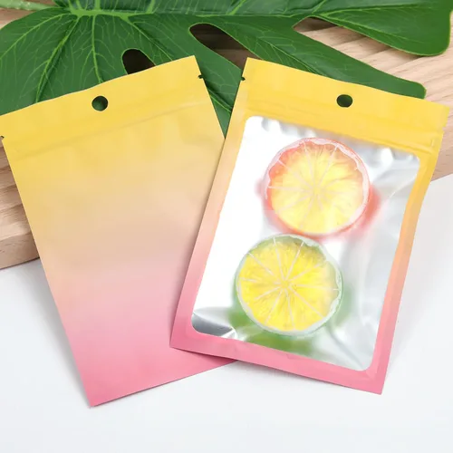 Miniatura 40 de 120 bolsas de tereftalato de polietileno a prueba de olores, bolsa de embalaje holográfica resellable con ventana transparente para alimentos