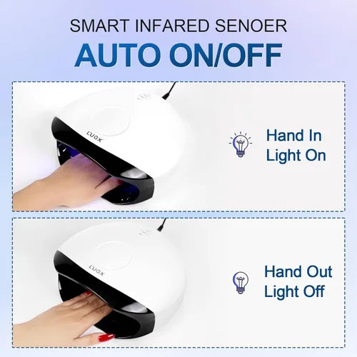 Miniatura 6 de L'UGX Lámpara de uñas LED UV de 56 W, secador de uñas para esmalte de gel, lámpara de curado con luz UV con 4 temporizadores, perfecto para manicura
