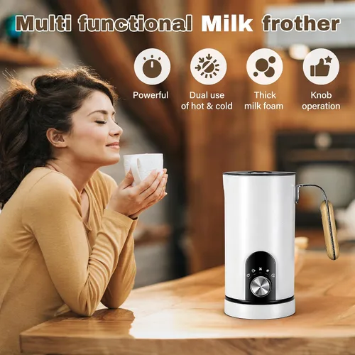Miniatura 2 de Espumador de leche y vaporizador de leche mejorados 2026, espumador de leche desmontable de 19.9 onzas para café con pantalla de temperatura, 5