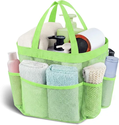 Miniatura 12 de Attmu Organizador de ducha de malla portátil, de secado rápido, bolsa de ducha colgante para dormitorio universitario, artículos esenciales de gran