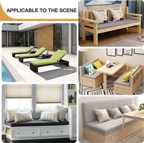 Miniatura 7 de Cojín de banco de tamaño personalizado, 30 colores, cojín de asiento de ventana panorámica, espuma gruesa de tapicería de 1.18 pulgadas, 1.97