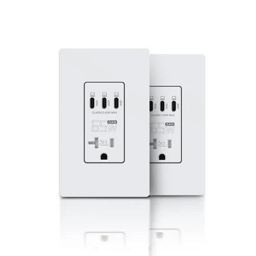 Miniatura 12 de TOPELER Tomacorriente USB de pared negra, tomacorriente USB de carga ultrarrápida GaN de 65W para laptop, receptáculo resistente a manipulaciones