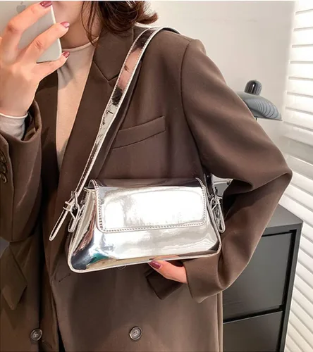 Miniatura 2 de Bolso de noche para mujer, Y2k, plateado, bolso hobo, bolso de mano, bolso de mano, bolso de mano, bolso de fiesta, bolso de mano, bolsos cruzados