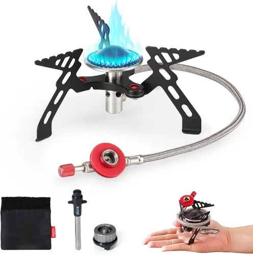 Miniatura 10 de Alocs Estufa de alcohol de 2250 W, estufa de camping con cubierta sellada, estufa individual de acero inoxidable con soporte plegable