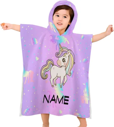 Miniatura 8 de Toalla de baño personalizada con capucha para niños, añade tu nombre, lindo poncho de natación de tiburón, toalla de playa personalizada con capucha