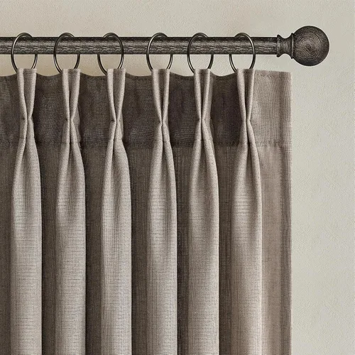 Miniatura 19 de Topfinel 2 paneles de cortinas plisadas de lino beige y blanco de 63 pulgadas de largo, para dormitorio y sala de estar, cortinas semitransparentes