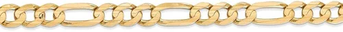 Miniatura 2 de Collar de cadena Figaro abierto cóncavo de oro amarillo macizo de 14 quilates de 0.236in, con cierre de mosquetón seguro, Metal