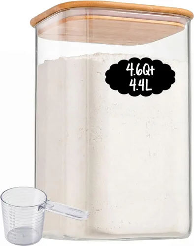 Miniatura 11 de 37oz 4PCS Frascos de almacenamiento de vidrio con tapas, tarros de vidrio con tapas para despensa, recipiente cuadrado para galletas, nueces
