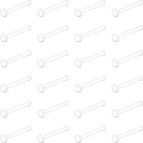 Miniatura 3 de Briana Williams 40 piezas 48 piezas Anillos de nariz transparentes de 20 g para trabajo Anillos de nariz de plástico para cirugía Retenedor flexible