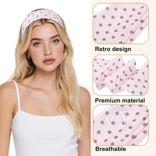 Miniatura 3 de TERSE Diademas para mujer, bandas de pelo de lunares de moda para yoga, entrenamiento, todos los días, bandas anchas y gruesas para la cabeza