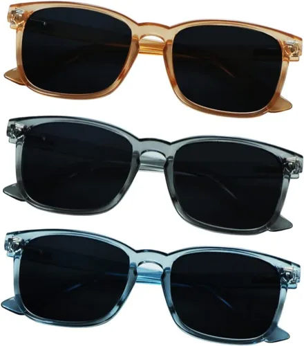 Miniatura 11 de YEIN 3 Pack Sunglasses for Men and Women, UV Protection Outdoor Glasses Vintage Square Full Frame Muse_clear azul+gris claro+champán