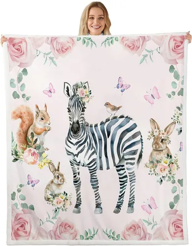 Erosebridal Manta infantil de cebra de 40 x 50 pulgadas para dormitorio, sala de estar, sofá, sofá, manta de forro polar de animales de zoológico de