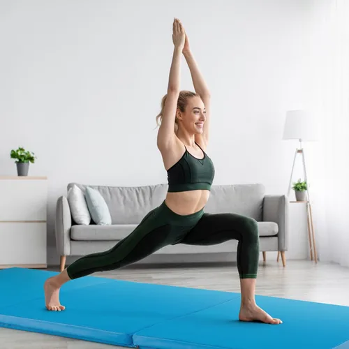 Miniatura 2 de Goplus Esterilla de Gimnasia Plegable, 6' x 2' x 2'' de Grosor Tri-Fold Esterilla de Ejercicio y Volteretas con Asas de Transporte, Cierre de Gancho