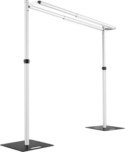Hecis Soporte de telón de fondo resistente, soporte de tubo y cortina de barra transversal doble de 12 x 12 pies, soporte de fondo de arco, soporte