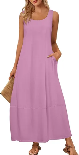 Miniatura 11 de Vestidos de iglesia para mujer 2025, casual, holgado, sin mangas, largo, fluido, vestido de verano con bolsillos