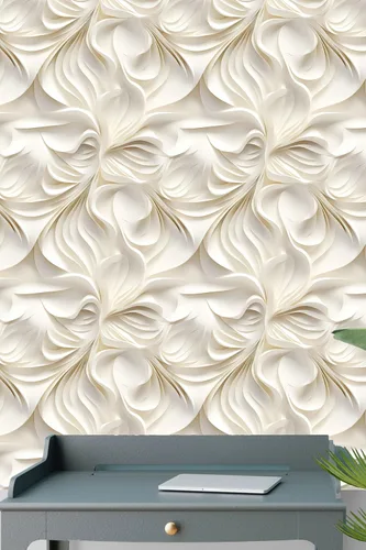 Miniatura 26 de Papel tapiz floral 3D para despegar y pegar, efecto visual 3D, 17.7"x78.7" pulgadas, autoadhesivo, extraíble, flor marrón amarillento, papel tapiz
