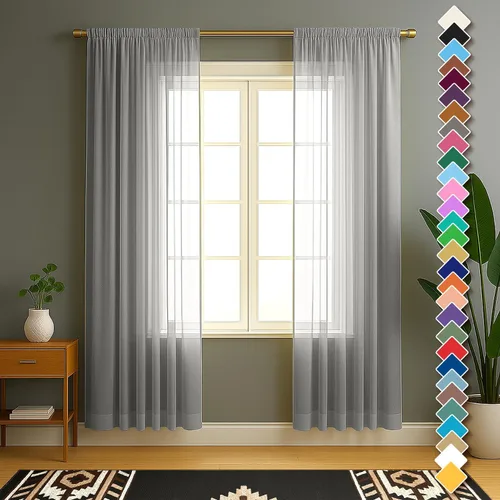 Miniatura 30 de YHSF Cortinas traslúcidas – Juego de 2 paneles para decoración del hogar – Elegantes cortinas de gasa sólida con bolsillo para barra