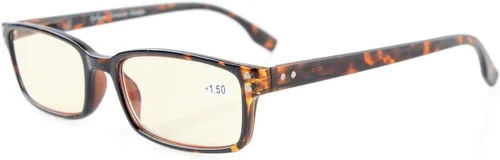 Eyekepper Anteojos de lectura para computadora con marco rectangular clásico, con bisagras, lentes teñidas de naranja