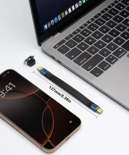 Miniatura 7 de Cable corto USB-C macho a macho OTG USB4 compatible con Thunderbolt 4/3, compatible con carga PD de 240 W, transferencia de datos de 40 Gbps y video