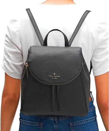 Miniatura 2 de Kate SPADE LEILA - Mochila mediana con solapa de cuero suave negro Negro - Cordón