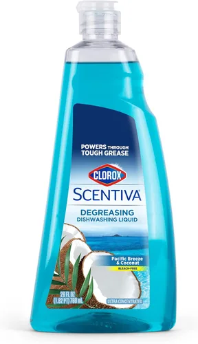Miniatura 6 de Clorox Scentiva - Jabón líquido para platos, aroma Hawaiian Sunshine, detergente ultraconcentrado para lavar platos que corta la grasa y aborda