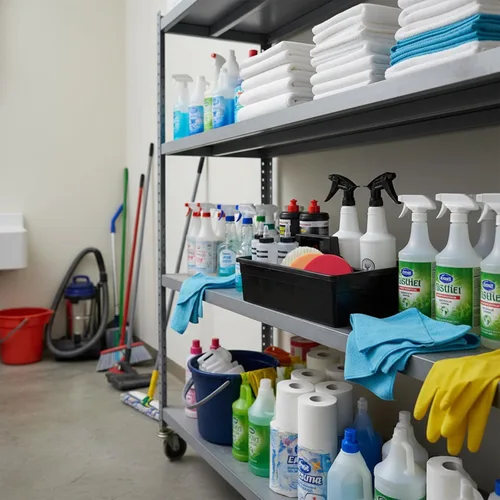 Miniatura 4 de Cesta de limpieza de plástico con 3 compartimentos – Cubo organizador de herramientas de plástico apilable de calidad comercial grande con asa