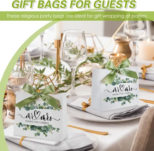 Miniatura 6 de Seajan 60 bolsas de papel de regalo de agradecimiento a granel con cinta de lazo de 5.5 x 4.7 x 2.4 pulgadas para bodas, baby shower, despedidas