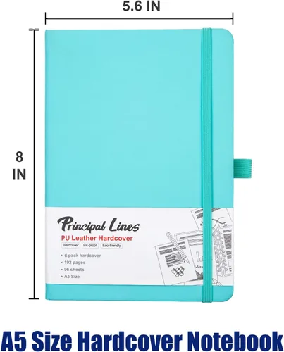 Miniatura 2 de Paquete de 12 cuadernos rayados, cuadernos A5 de tapa dura de 192 páginas, diario de papel grueso de 100 GSM, 8.3 x 5.7 pulgadas, diarios