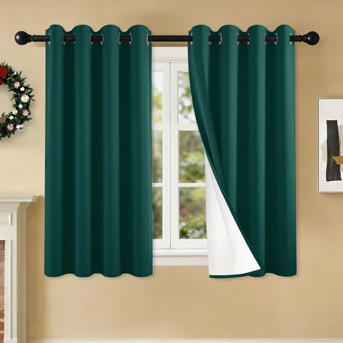 Miniatura 83 de 2 paneles de cortinas 100% opacas, cortinas ligeras con aislamiento térmico con ojales para dormitorio, sala de estar, tratamiento de ventana
