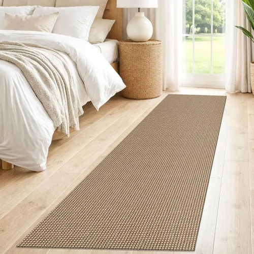Miniatura 8 de IOHOUZE - Alfombra estilo bohemio para pasillo de cocina, 2 x 8 pies, tejida de algodón, para interiores y exteriores, patrón natural de yute