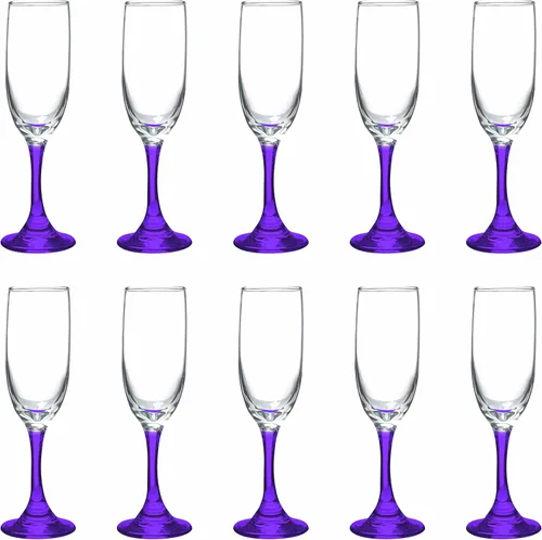 Miniatura 14 de DISCOUNT PROMOS Premiere - Juego de 10 copas de champán de 6.25 onzas, paquete a granel, elegantes vasos para bodas, eventos y regalos Blanco - Azul