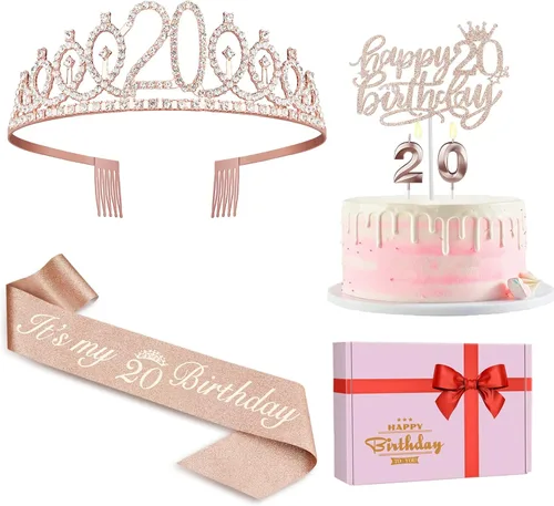 Miniatura 27 de Decoraciones de cumpleaños número 13 para niñas, incluyendo corona/tiara de cumpleaños 13, banda oficial para adolescentes y decoración de pastel