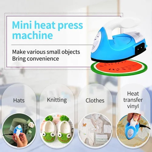 Miniatura 6 de Mini máquina de plancha de calor, mini plancha eléctrica portátil, pequeña prensa de calor, mini prensa de hierro para ropa, zapatos, bolsas