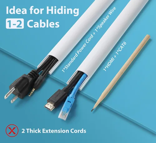 Miniatura 2 de ZhiYo Ocultador de cable de 39 pulgadas (3 piezas de 13 pulgadas de largo cada una), para 1-2 cables, cubiertas de cable autoadhesivas para cables