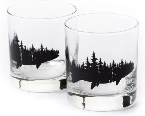 Miniatura 14 de Juego de vasos de whisky Black Lantern Buffalo Landscape de 2 vasos de 11oz con base pesada para bourbon, whisky y cócteles Regalo