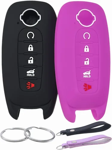 Miniatura 10 de REPROTECTING Funda de goma de silicona para llavero compatible con Nissan Pathfinder Rogue Kicks (5 botones, negro/negro)