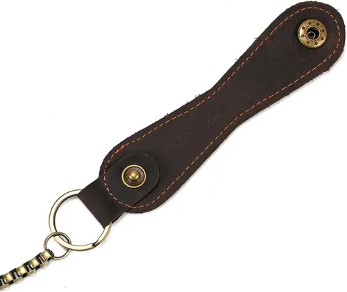 Miniatura 4 de Cartera larga de cuero genuino para hombre, cartera con tarjetero y bolsillo para monedas