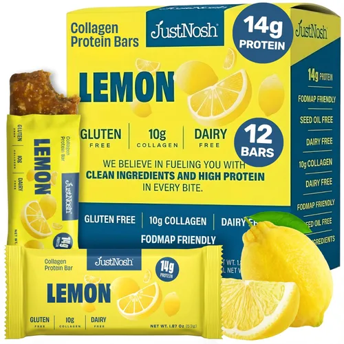 Miniatura 8 de JUSTNOSH Double: barras de proteína de colágeno con chispas de chocolate, 0.55 onzas de proteína, 0.35 onzas de colágeno, sin gluten y lácteos