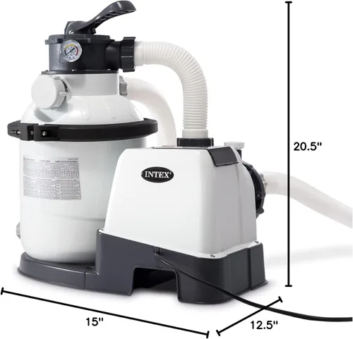 Miniatura 8 de INTEX Bomba de filtro de arena transparente Krystal de 1,500 GPH para piscinas sobre el suelo, bomba de piscina con temporizador automático
