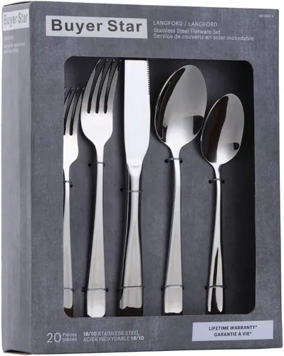 Miniatura 7 de YDware - Juego de cubiertos de acero inoxidable, 20 piezas, tenedores dorados, cucharas, cuchillos, servicio para 4, pulido de espejo y apto