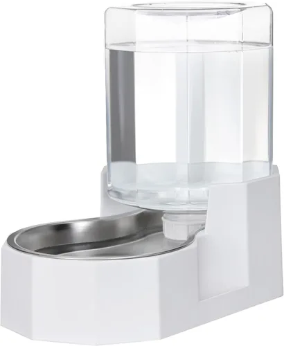 Miniatura 10 de Sfozstra Dispensador Automático de Agua para Mascotas: Cuenco de Agua de Acero Inoxidable Blanco por Gravedad de 8L - con Cepillo Especializado