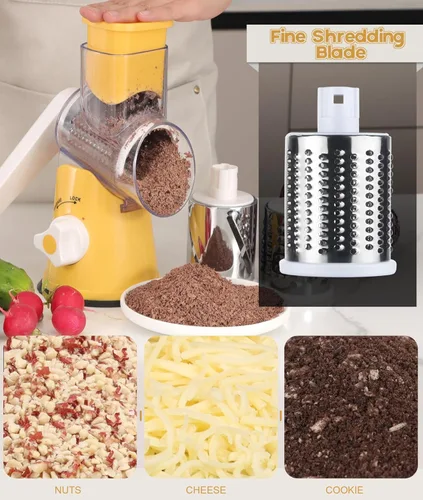 Miniatura 5 de Ourokhome rallador giratorio de queso con manivela manual, triturador de cocina con mandolina de velocidad, molinillo de frutos secos con mango